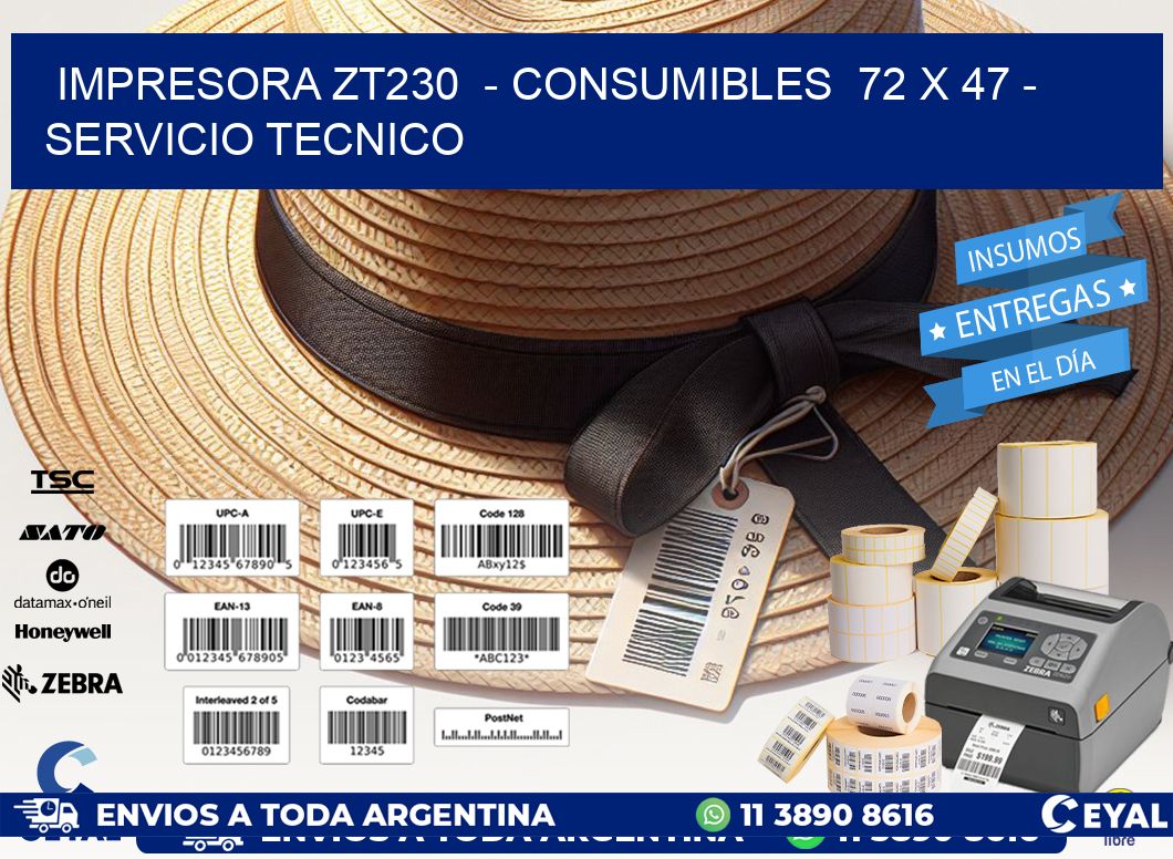 IMPRESORA ZT230  - CONSUMIBLES  72 x 47 - SERVICIO TECNICO