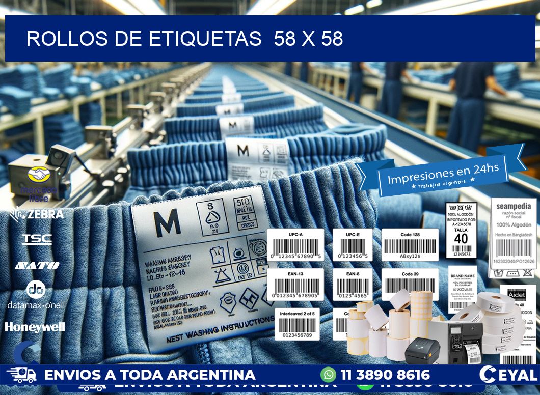 ROLLOS DE ETIQUETAS  58 x 58