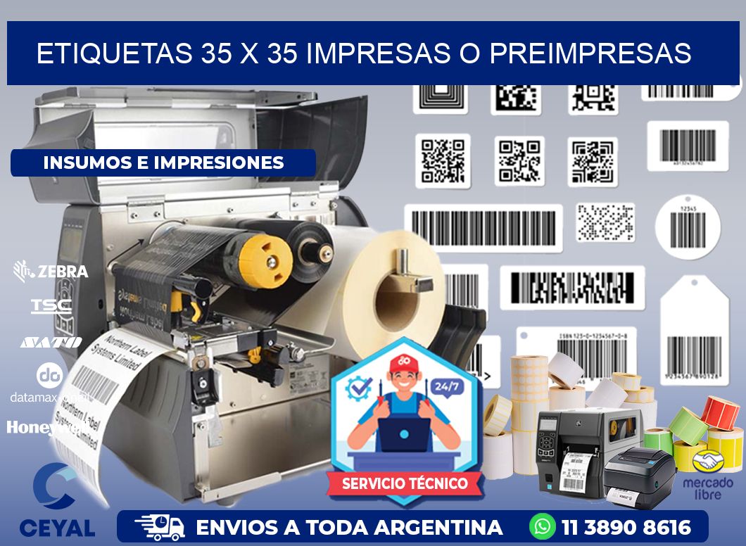 ETIQUETAS 35 x 35 IMPRESAS O PREIMPRESAS