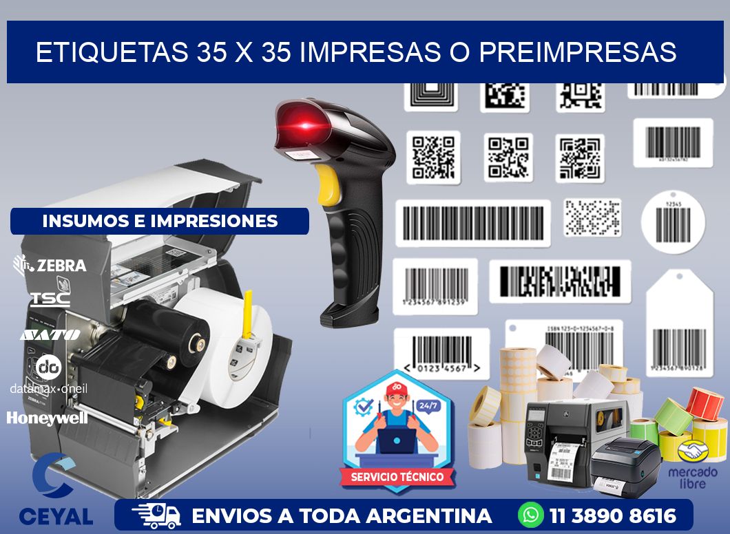 ETIQUETAS 35 x 35 IMPRESAS O PREIMPRESAS