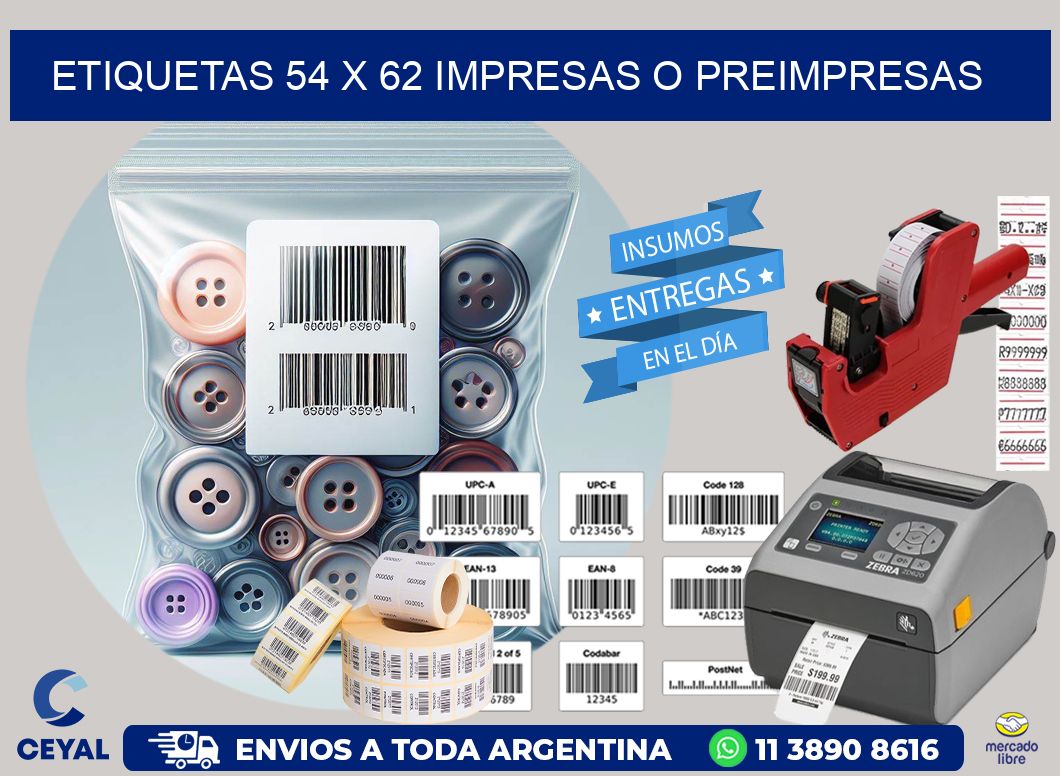 ETIQUETAS 54 x 62 IMPRESAS O PREIMPRESAS
