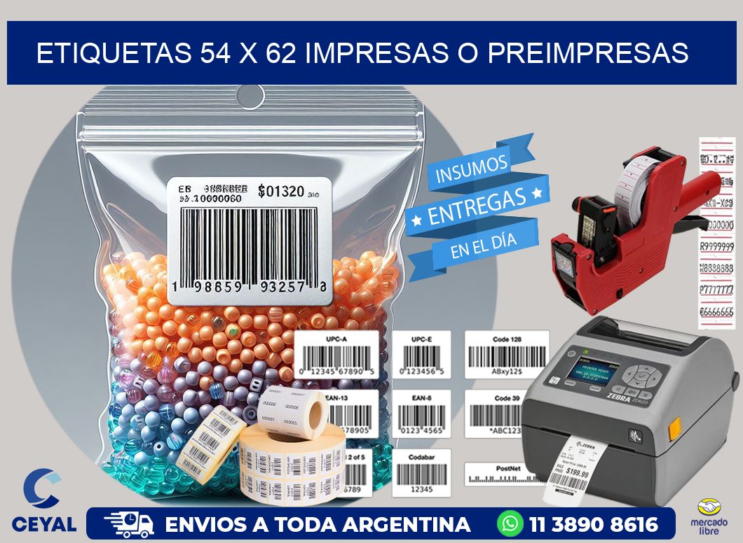 ETIQUETAS 54 x 62 IMPRESAS O PREIMPRESAS