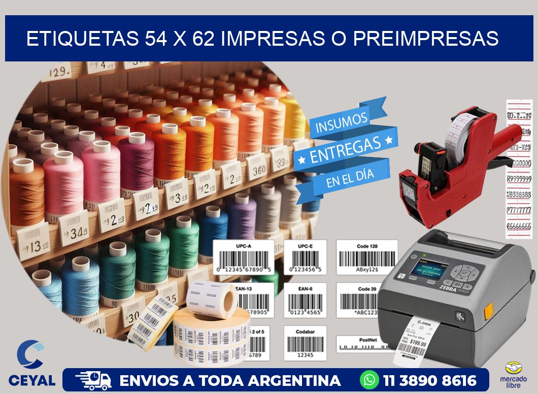 ETIQUETAS 54 x 62 IMPRESAS O PREIMPRESAS