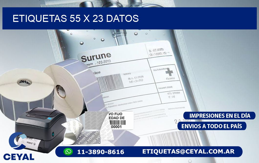 ETIQUETAS 55 x 23 DATOS