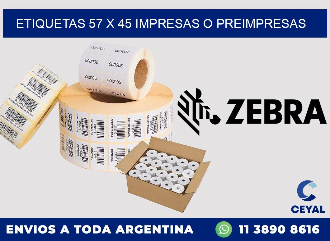 ETIQUETAS 57 x 45 IMPRESAS O PREIMPRESAS