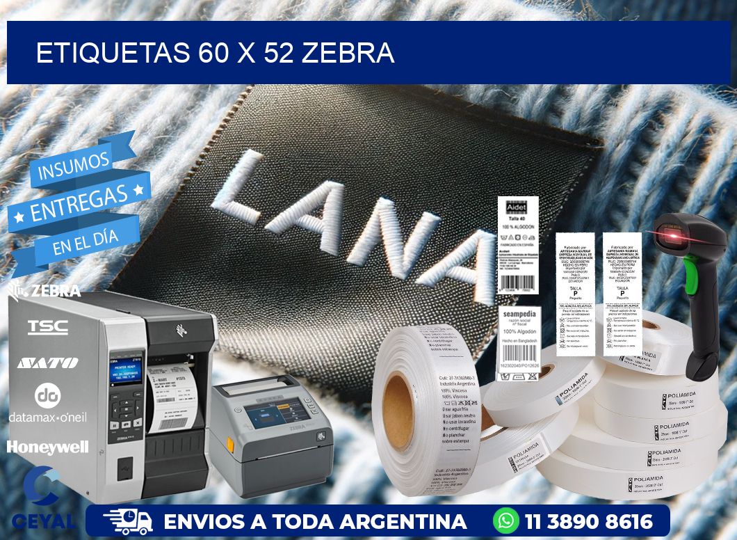 ETIQUETAS 60 x 52 ZEBRA
