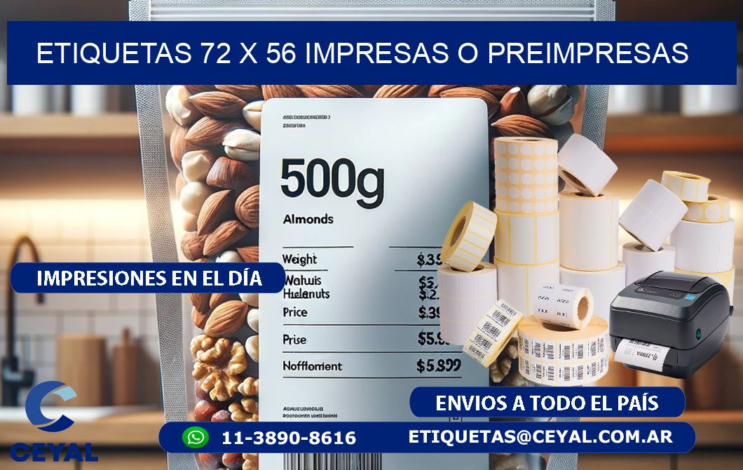 ETIQUETAS 72 x 56 IMPRESAS O PREIMPRESAS