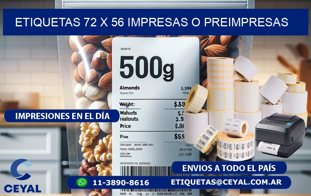 ETIQUETAS 72 x 56 IMPRESAS O PREIMPRESAS