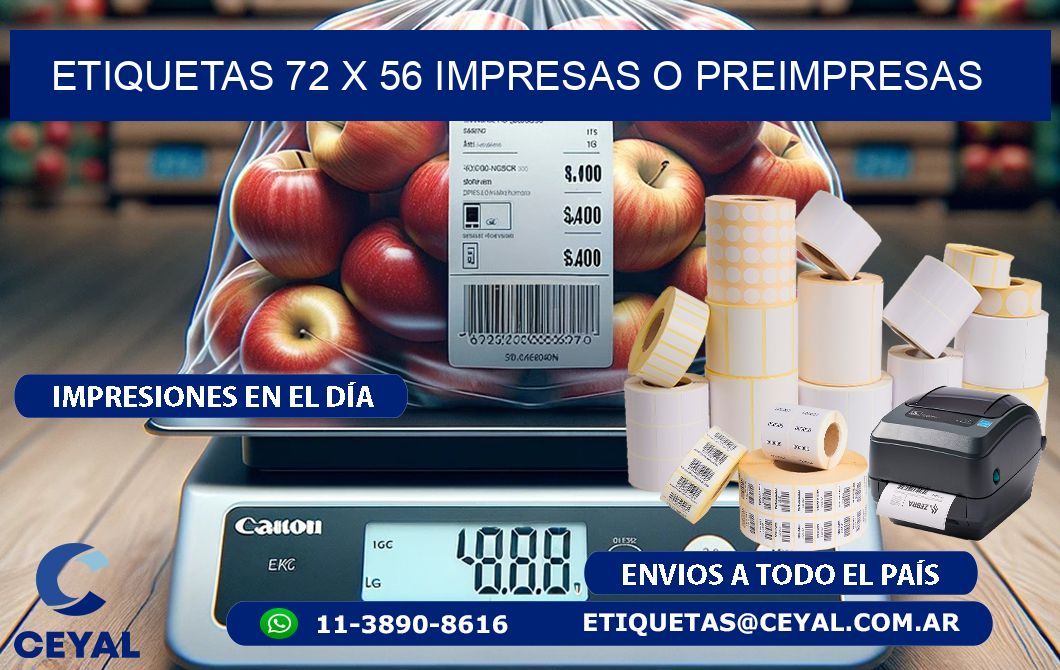 ETIQUETAS 72 x 56 IMPRESAS O PREIMPRESAS