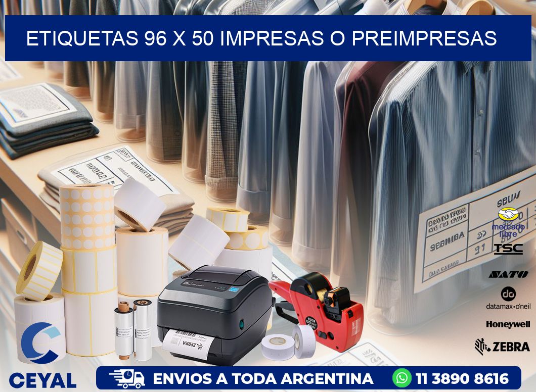 ETIQUETAS 96 x 50 IMPRESAS O PREIMPRESAS