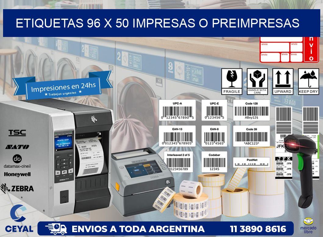 ETIQUETAS 96 x 50 IMPRESAS O PREIMPRESAS