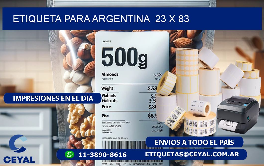 etiqueta para Argentina  23 x 83