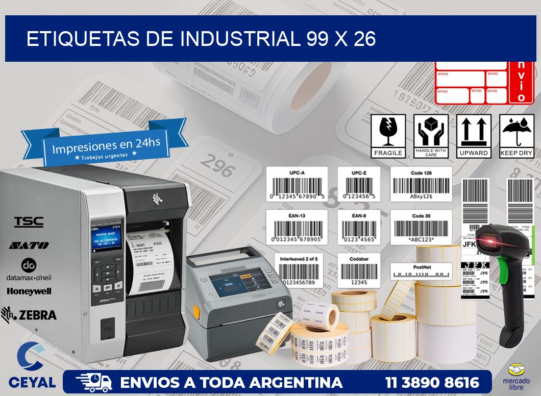etiquetas de industrial 99 x 26