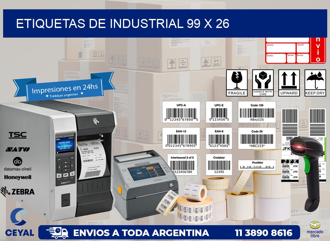 etiquetas de industrial 99 x 26