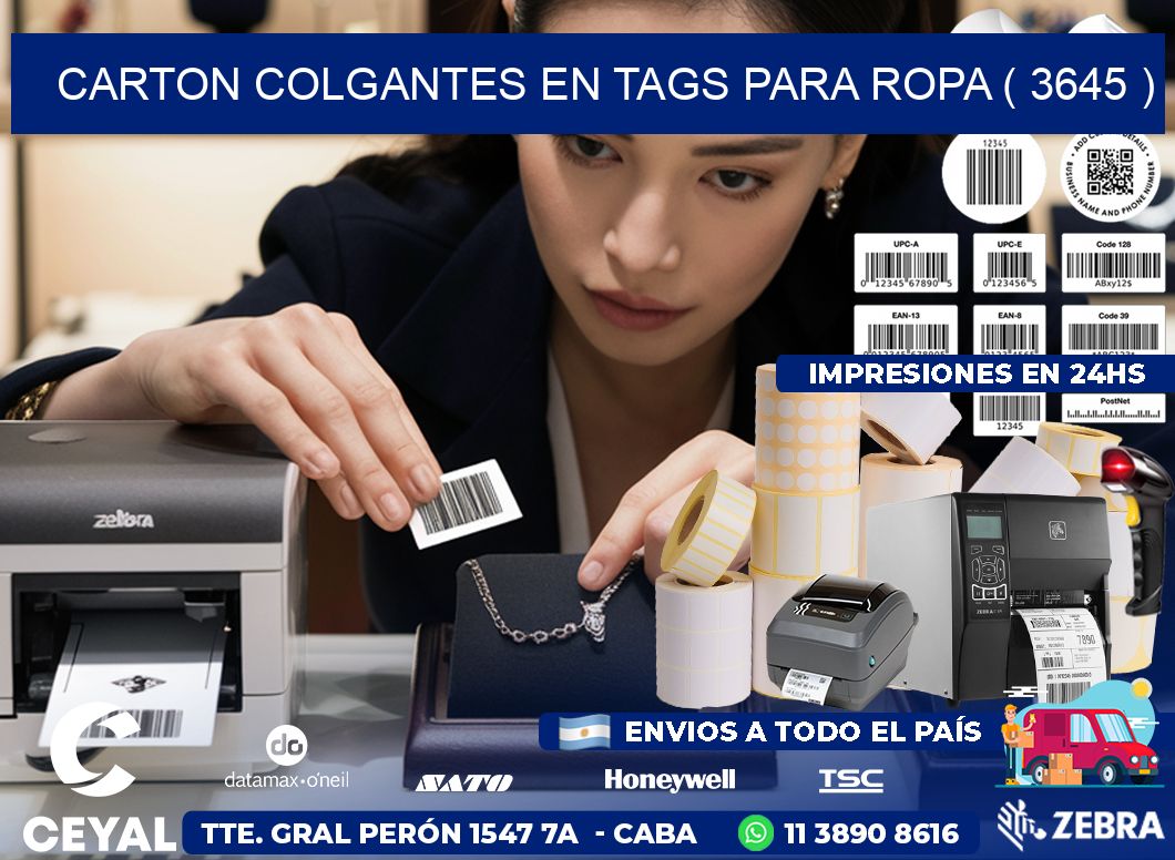 CARTON COLGANTES EN TAGS PARA ROPA ( 3645 )