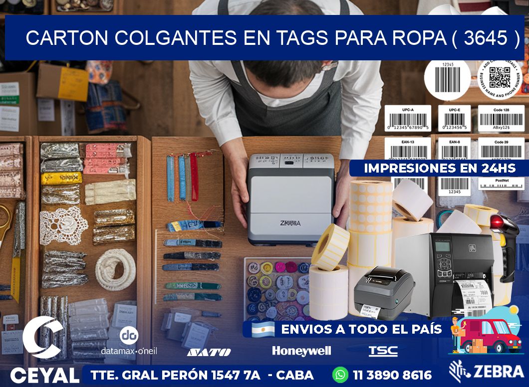 CARTON COLGANTES EN TAGS PARA ROPA ( 3645 )