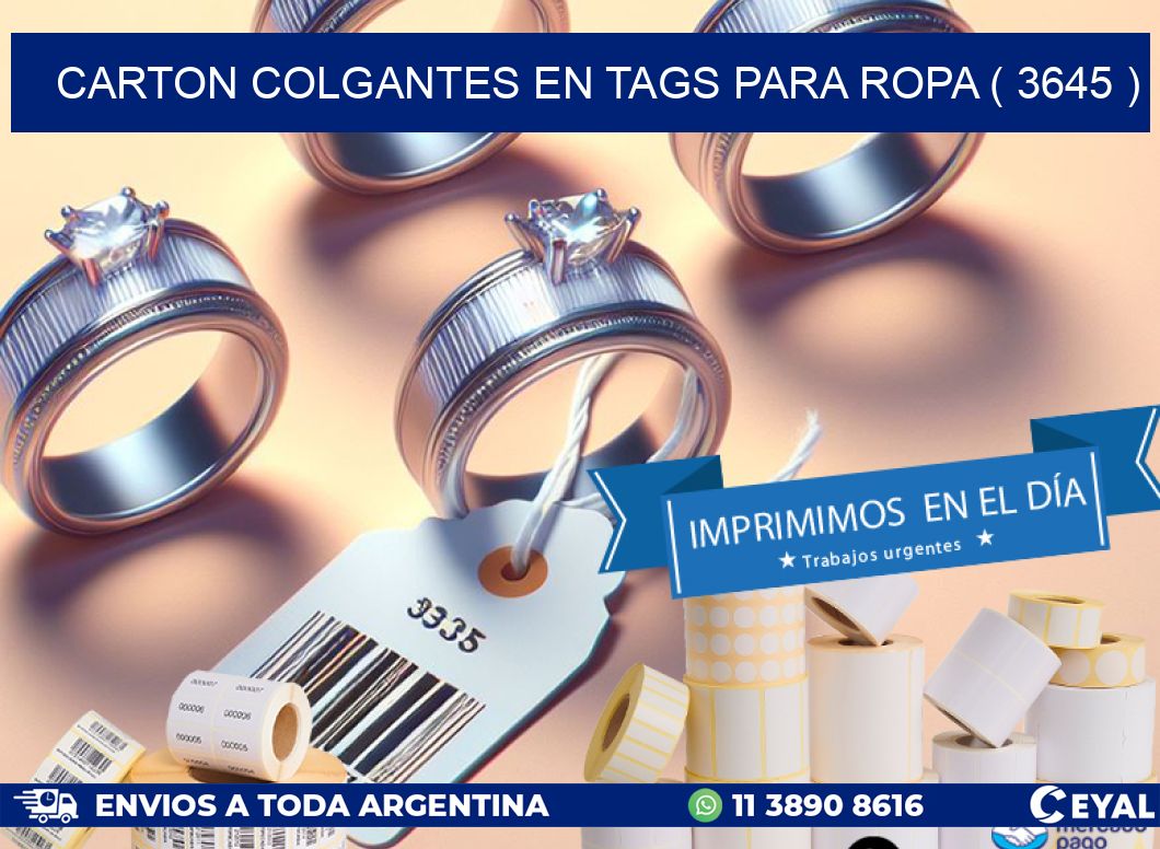 CARTON COLGANTES EN TAGS PARA ROPA ( 3645 )