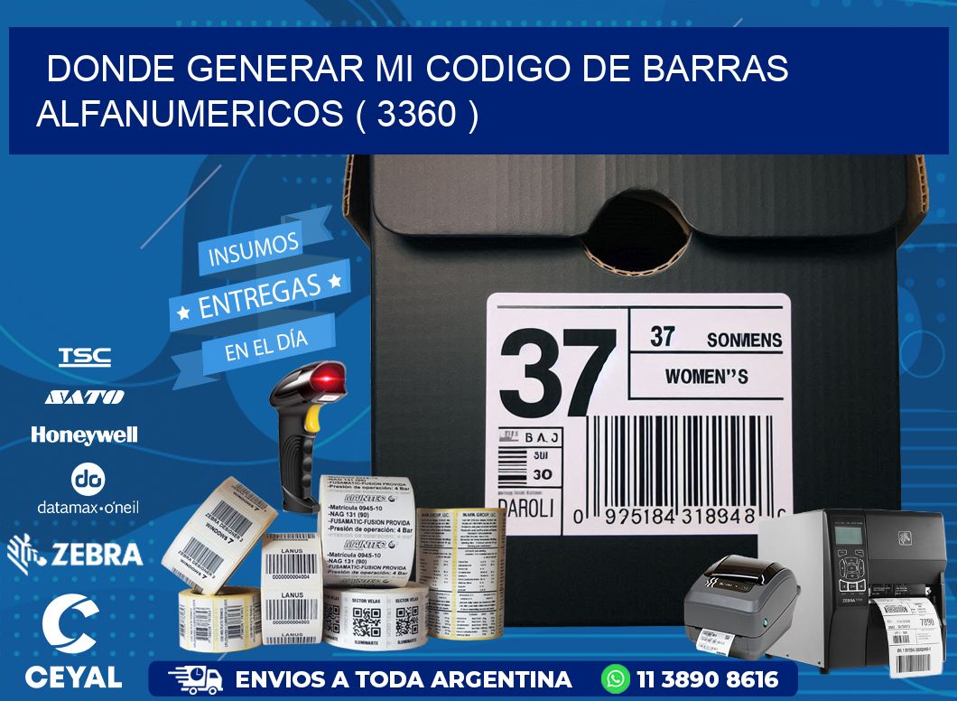 DONDE GENERAR MI CODIGO DE BARRAS ALFANUMERICOS ( 3360 )