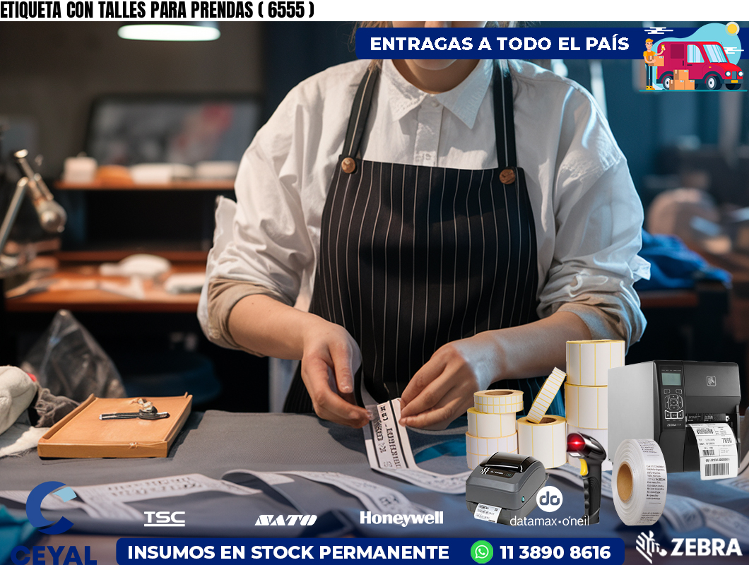 ETIQUETA CON TALLES PARA PRENDAS ( 6555 )