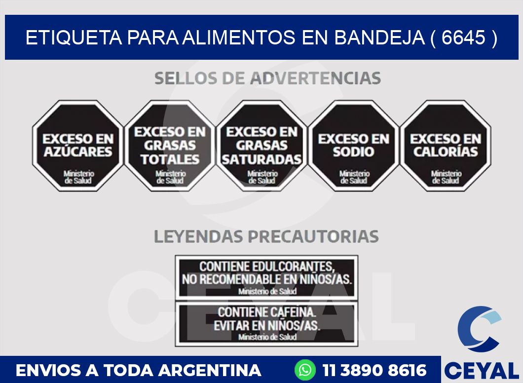 ETIQUETA PARA ALIMENTOS EN BANDEJA ( 6645 )