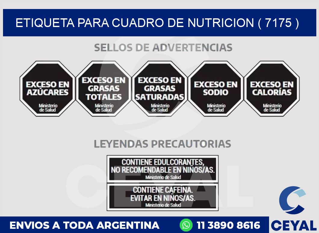 ETIQUETA PARA CUADRO DE NUTRICION ( 7175 )