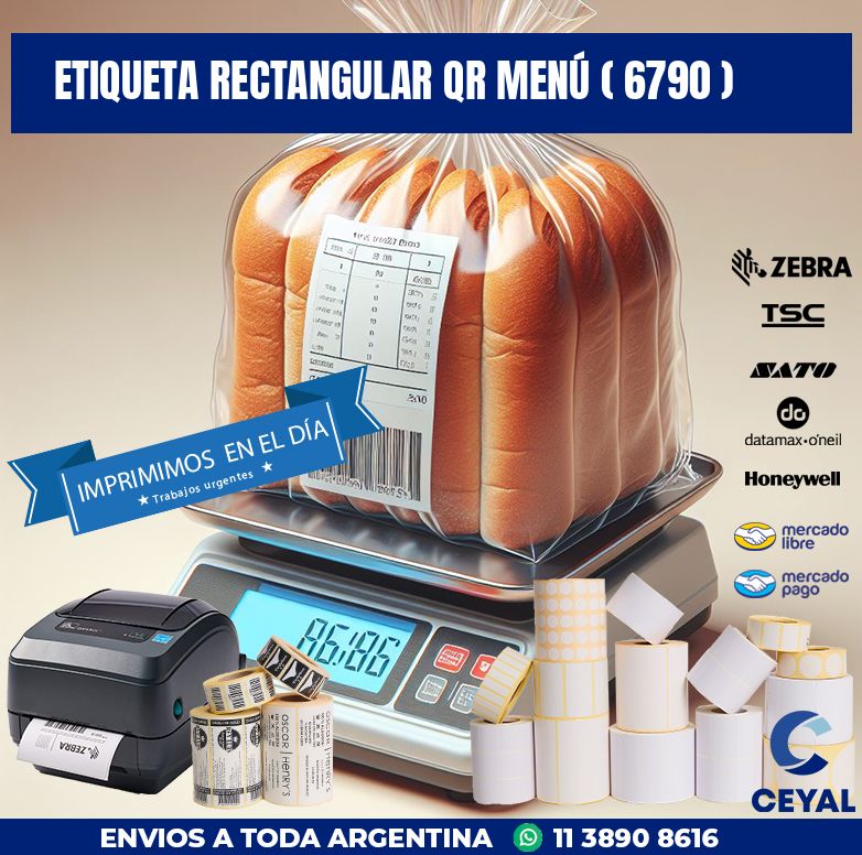 ETIQUETA RECTANGULAR QR MENÚ ( 6790 )