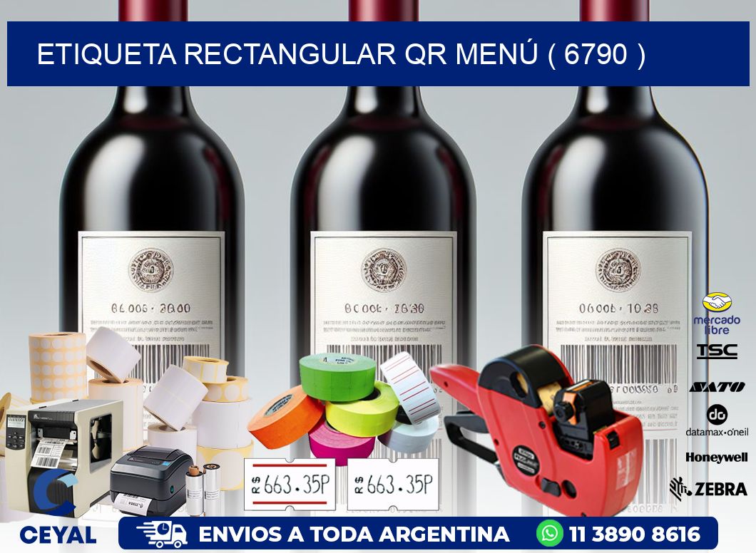 ETIQUETA RECTANGULAR QR MENÚ ( 6790 )