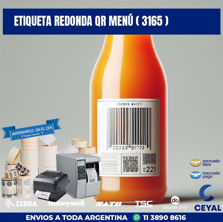 ETIQUETA REDONDA QR MENÚ ( 3165 )