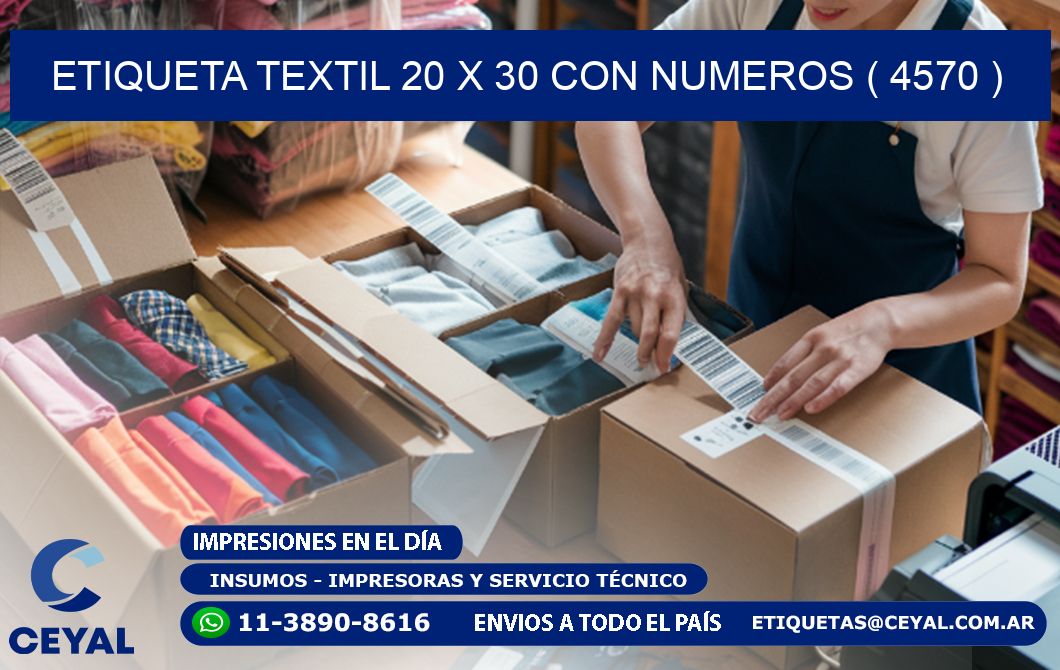 ETIQUETA TEXTIL 20 X 30 CON NUMEROS ( 4570 )
