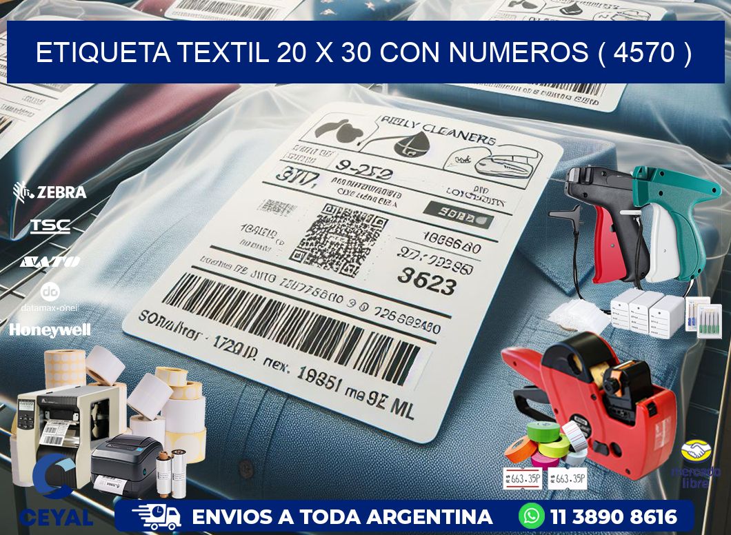ETIQUETA TEXTIL 20 X 30 CON NUMEROS ( 4570 )