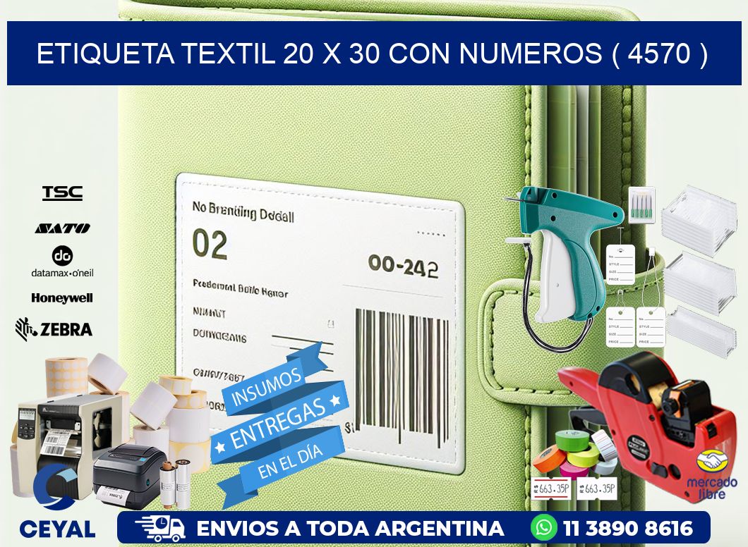 ETIQUETA TEXTIL 20 X 30 CON NUMEROS ( 4570 )