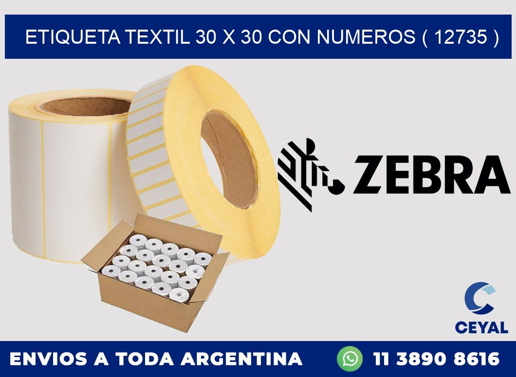 ETIQUETA TEXTIL 30 X 30 CON NUMEROS ( 12735 )