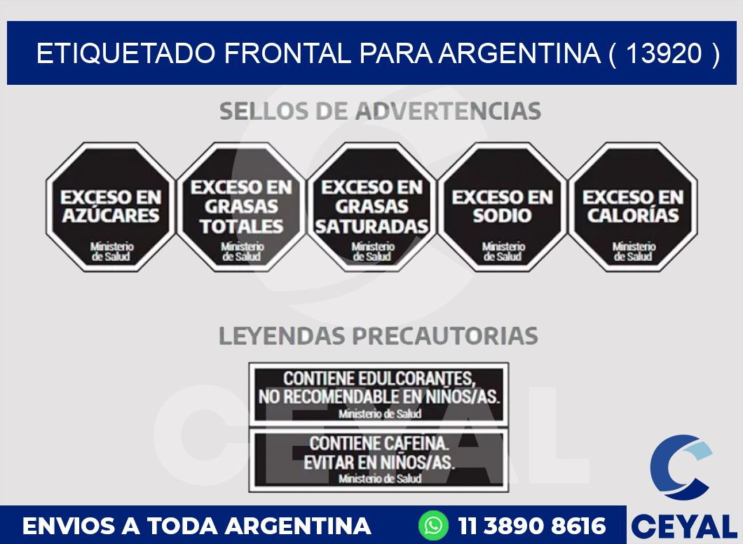 ETIQUETADO FRONTAL PARA ARGENTINA ( 13920 )