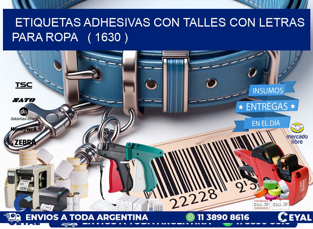 ETIQUETAS ADHESIVAS CON TALLES CON LETRAS PARA ROPA   ( 1630 )