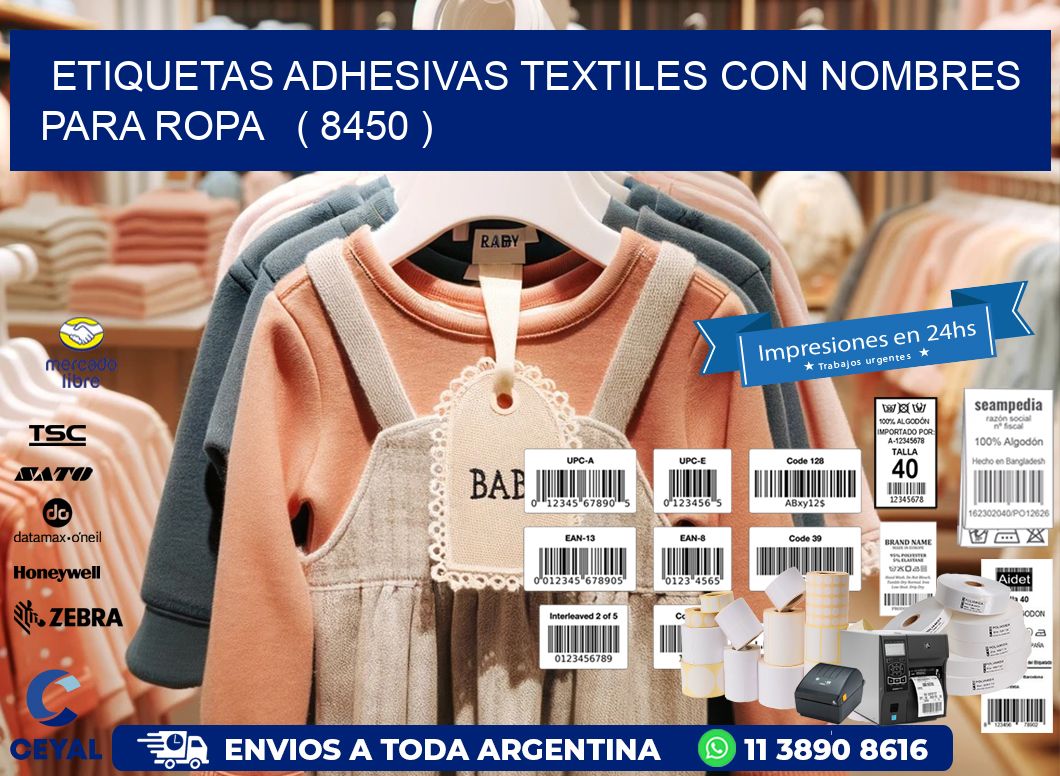 ETIQUETAS ADHESIVAS TEXTILES CON NOMBRES PARA ROPA   ( 8450 )
