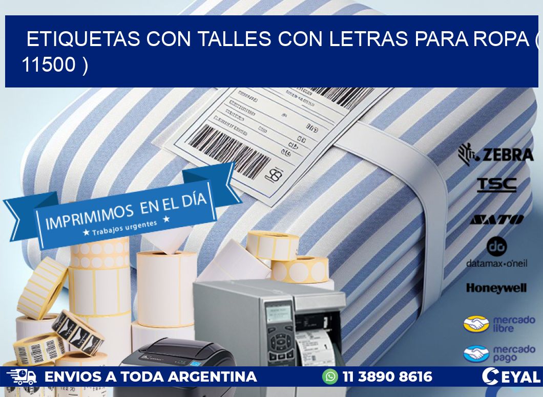 ETIQUETAS CON TALLES CON LETRAS PARA ROPA ( 11500 )