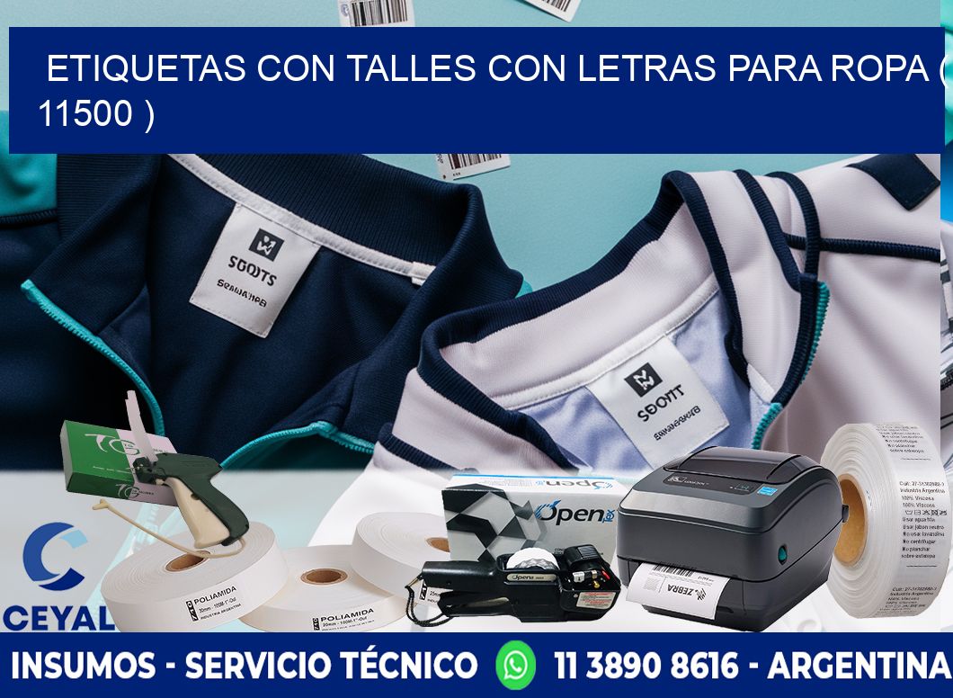 ETIQUETAS CON TALLES CON LETRAS PARA ROPA ( 11500 )
