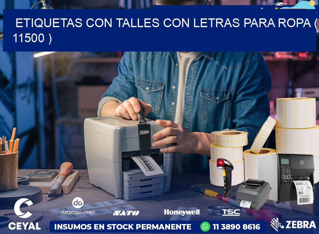 ETIQUETAS CON TALLES CON LETRAS PARA ROPA ( 11500 )