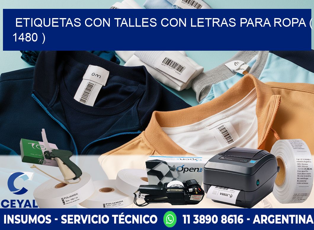 ETIQUETAS CON TALLES CON LETRAS PARA ROPA ( 1480 )
