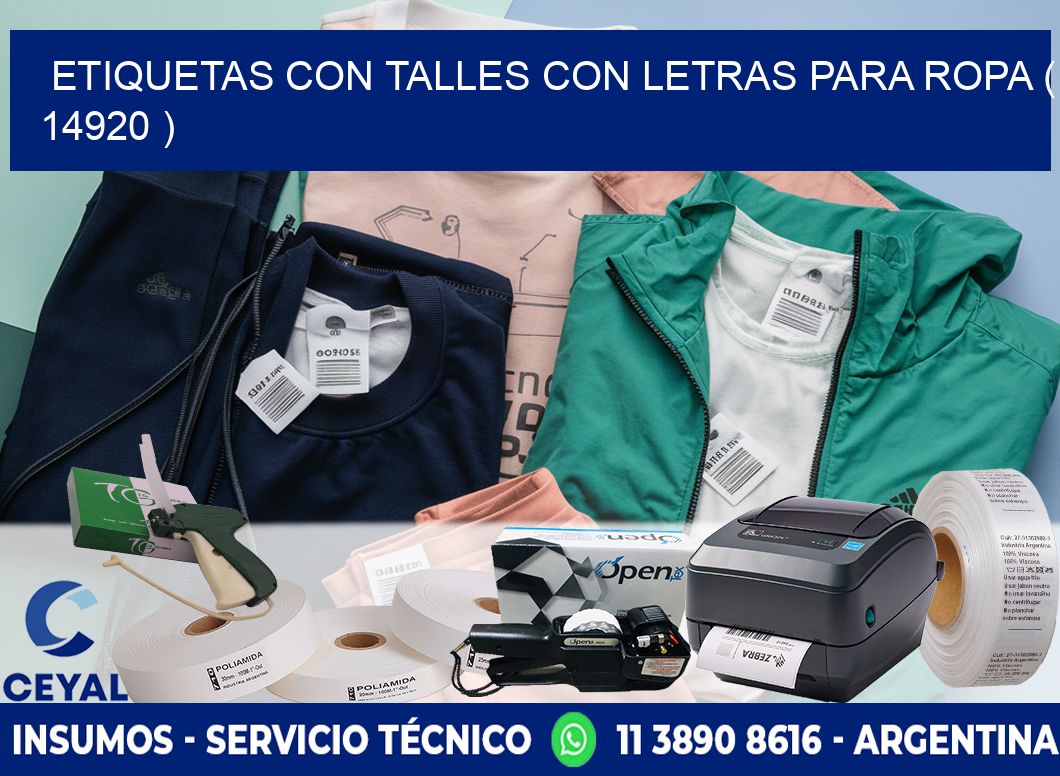 ETIQUETAS CON TALLES CON LETRAS PARA ROPA ( 14920 )