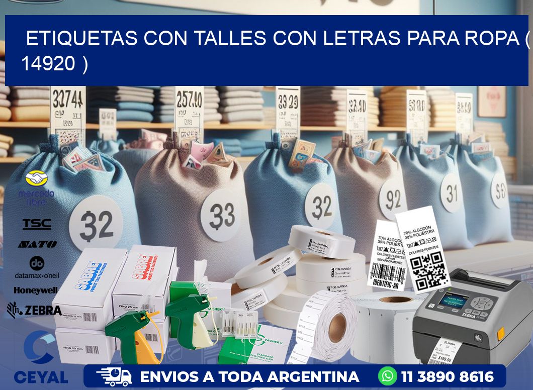 ETIQUETAS CON TALLES CON LETRAS PARA ROPA ( 14920 )