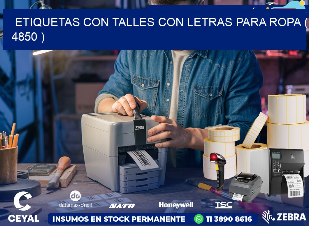 ETIQUETAS CON TALLES CON LETRAS PARA ROPA ( 4850 )