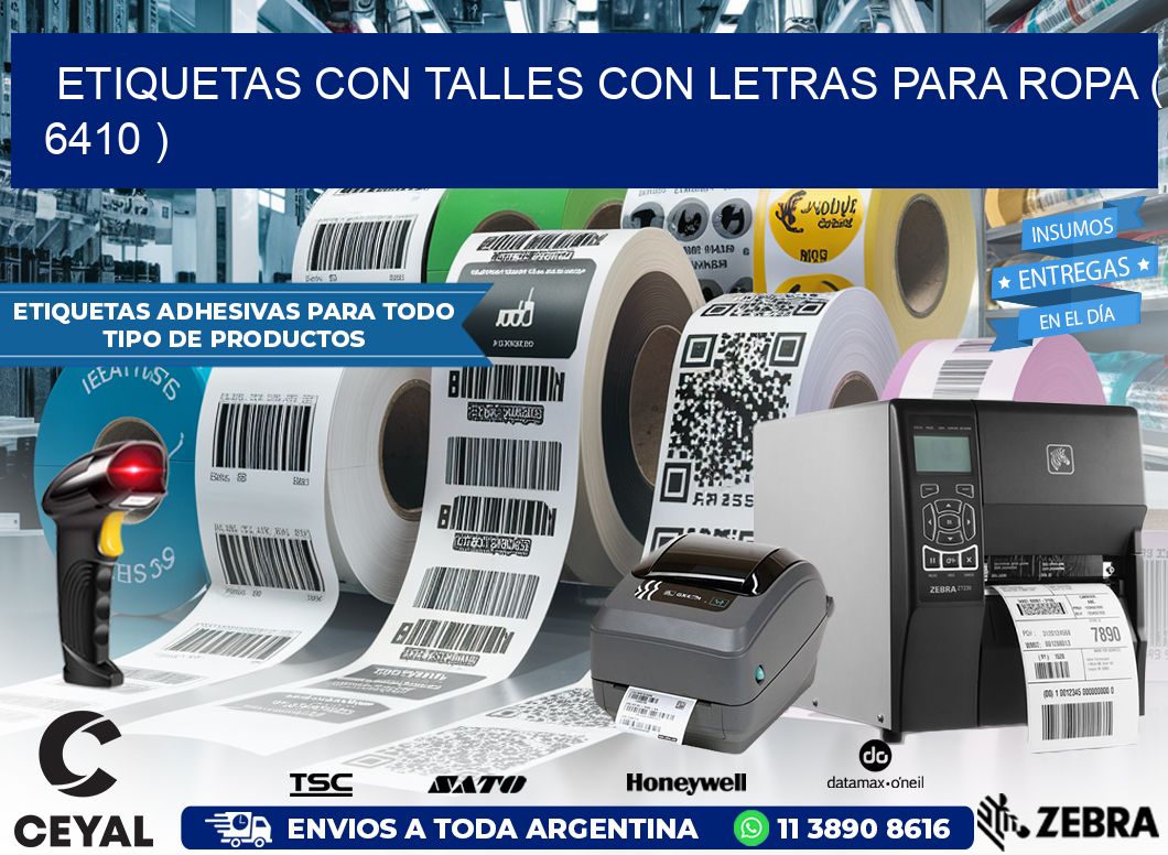 ETIQUETAS CON TALLES CON LETRAS PARA ROPA ( 6410 )