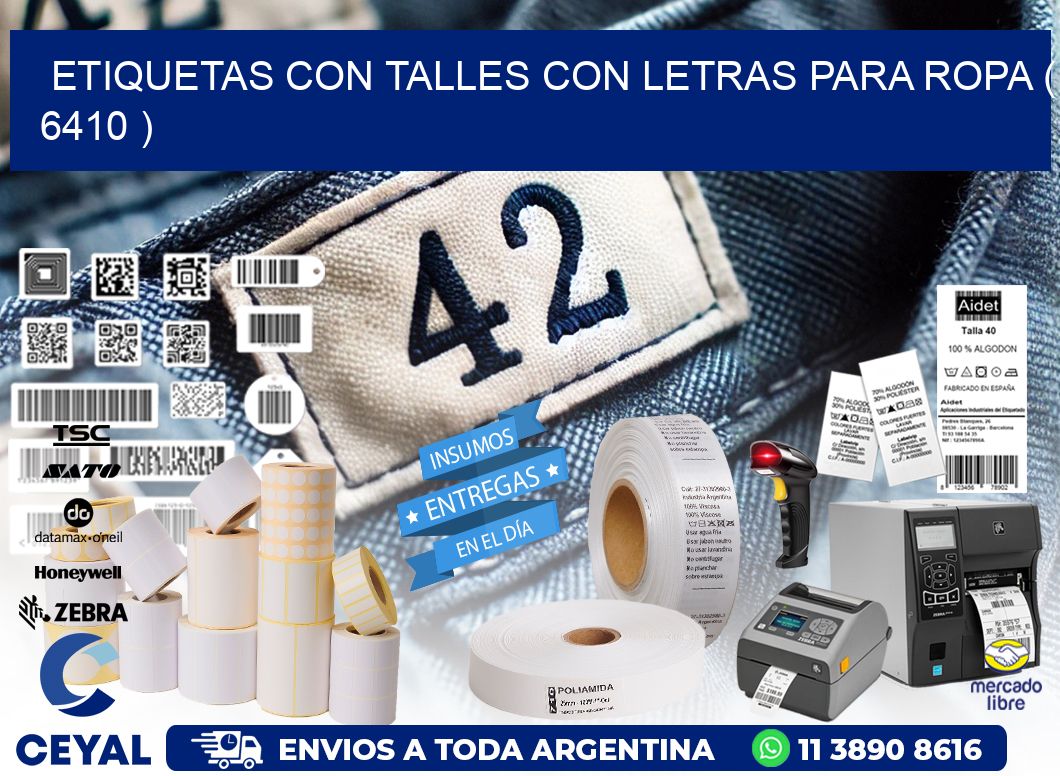 ETIQUETAS CON TALLES CON LETRAS PARA ROPA ( 6410 )