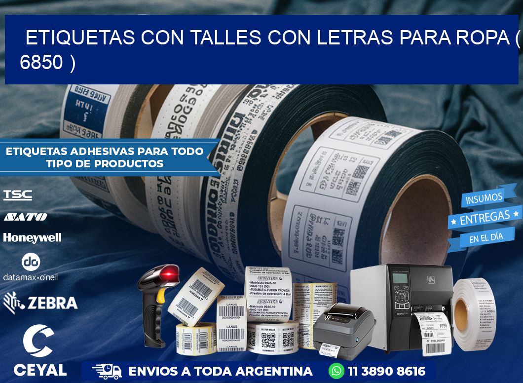 ETIQUETAS CON TALLES CON LETRAS PARA ROPA ( 6850 )