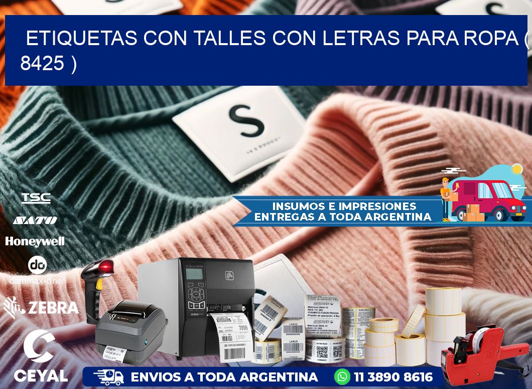 ETIQUETAS CON TALLES CON LETRAS PARA ROPA ( 8425 )