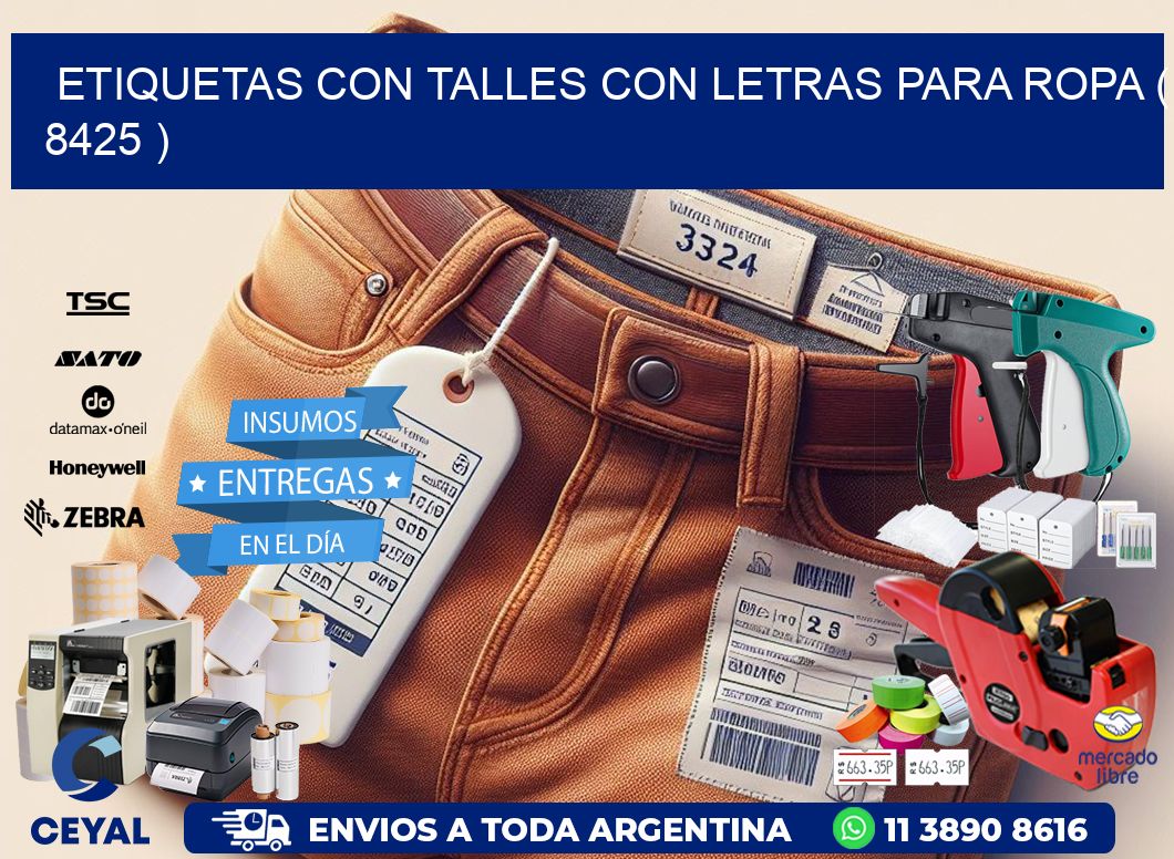 ETIQUETAS CON TALLES CON LETRAS PARA ROPA ( 8425 )