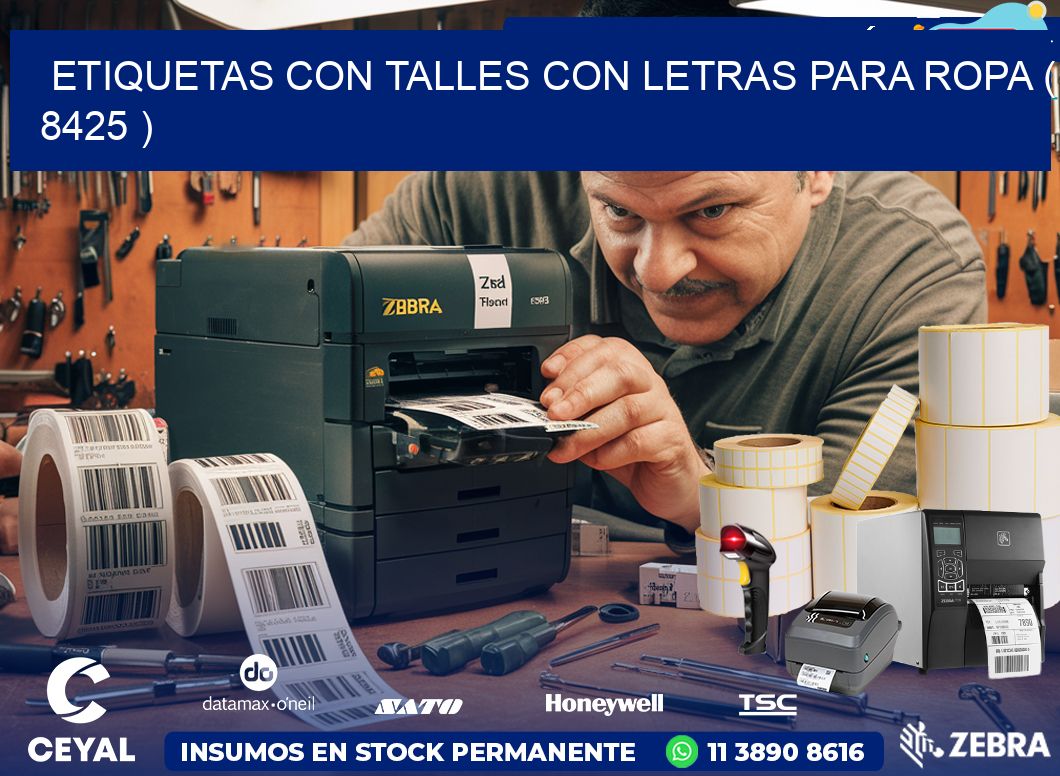 ETIQUETAS CON TALLES CON LETRAS PARA ROPA ( 8425 )