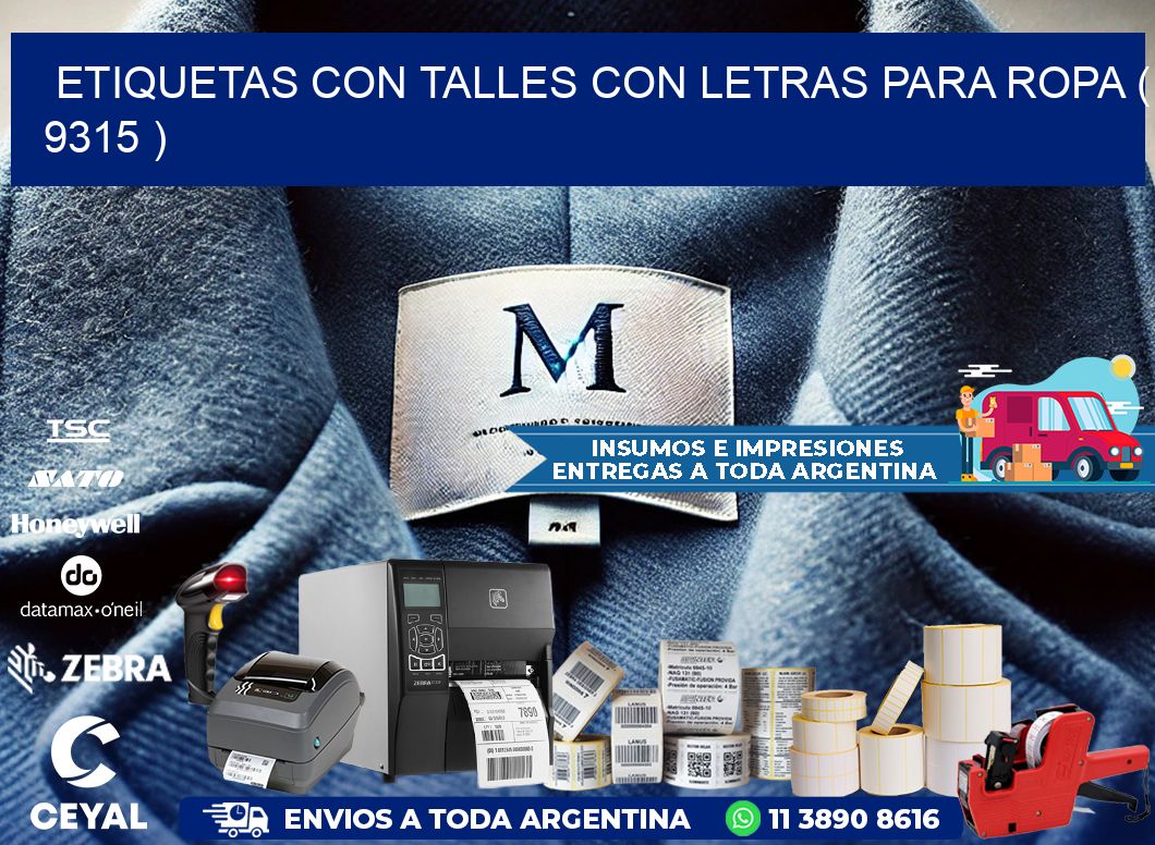 ETIQUETAS CON TALLES CON LETRAS PARA ROPA ( 9315 )