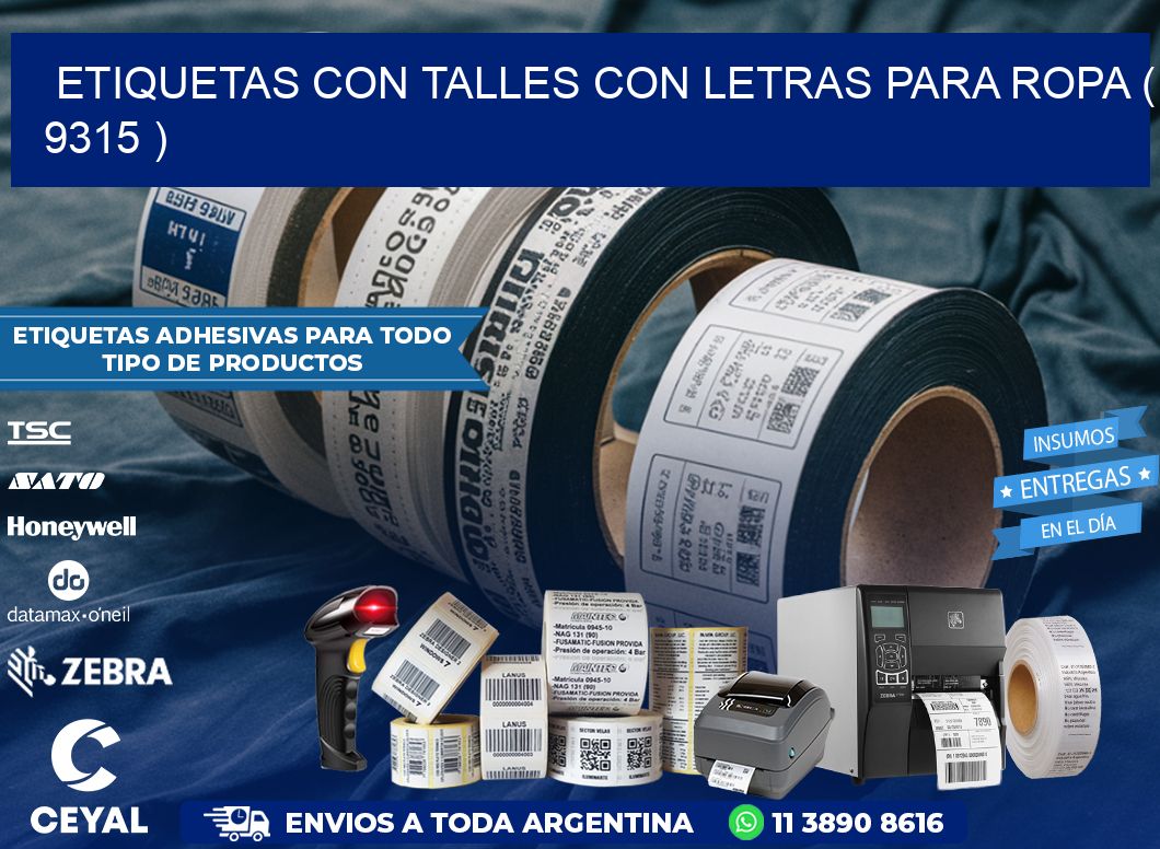 ETIQUETAS CON TALLES CON LETRAS PARA ROPA ( 9315 )